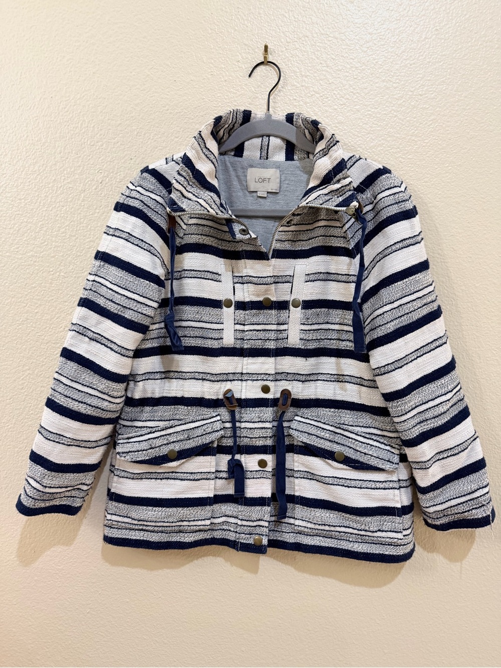 Ann Taylor LOFT Striped Utility Anorak Jacket SP